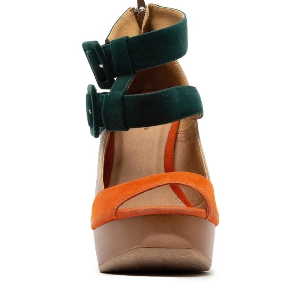 Peep toe platform wedge sandals - Picture 3 of 8